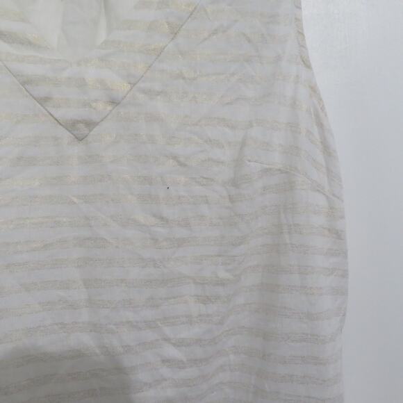 St. Tropez Womens Sz S Cream Gold Stripe Sleeveless Linen Top - Picture 4 of 5